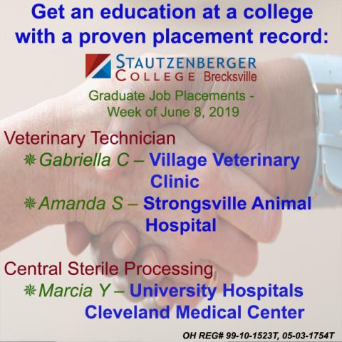 Job Placements  Stautzenberger College – Brecksville Campus 